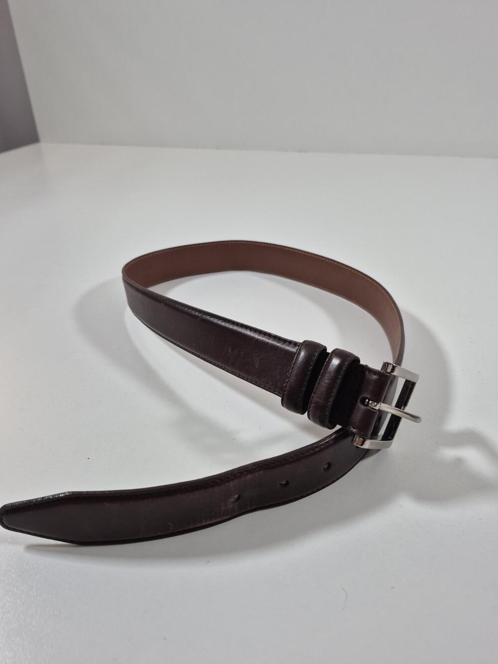 Allen Edmonds Belt Men's 32 Brown Leather Dress Handcrafted USA Logo Buckle